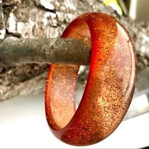 🧡Chunky Burnt Orange Glitter Lucite Bangle🧡